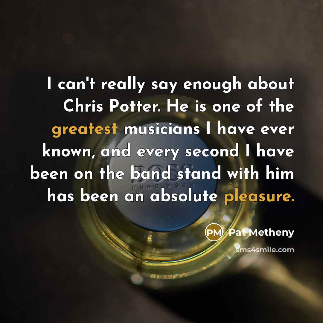 “I can't really say enough about Chris Potter. He is one of the greatest musicians I have ever known, and every second I have been on the band stand with him has been an absolute pleasure.” quote by Pat Metheny