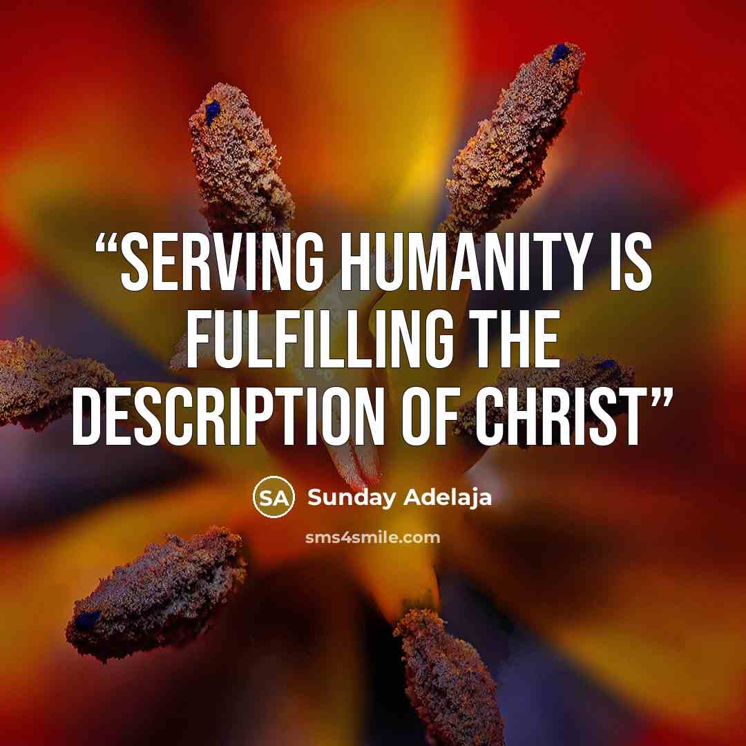 “Serving humanity is fulfilling the description of Christ” quote by Sunday Adelaja