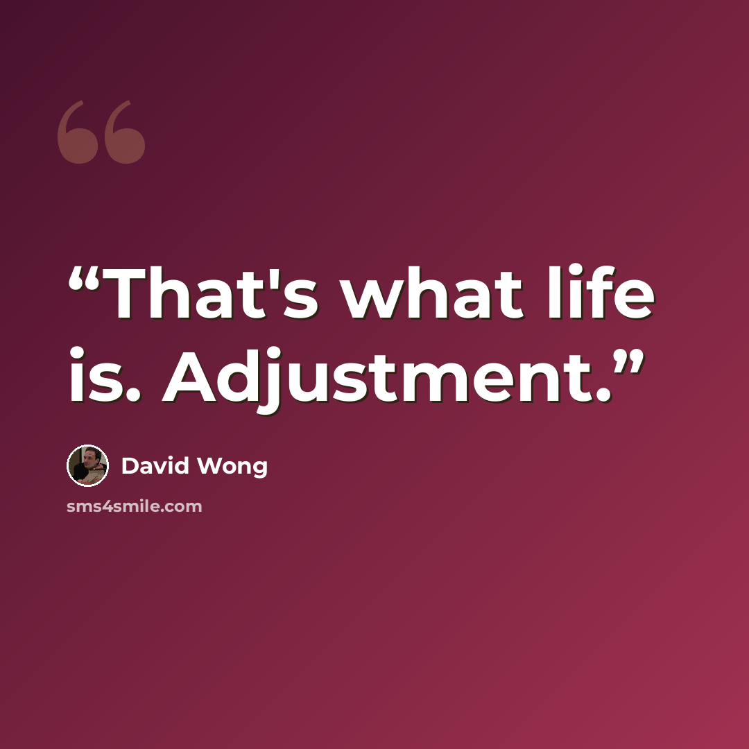 “That's what life is. Adjustment.” quote by David Wong