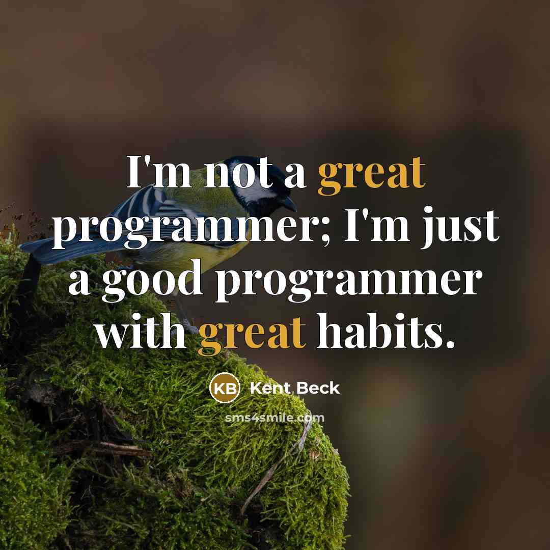 “I'm not a great programmer; I'm just a good programmer with great habits.” quote by Kent Beck
