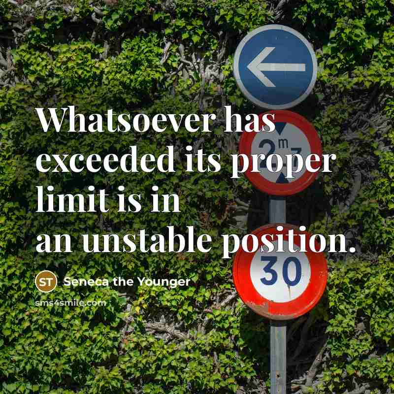 “Whatsoever has exceeded its proper limit is in an unstable position.” quote by Seneca the Younger