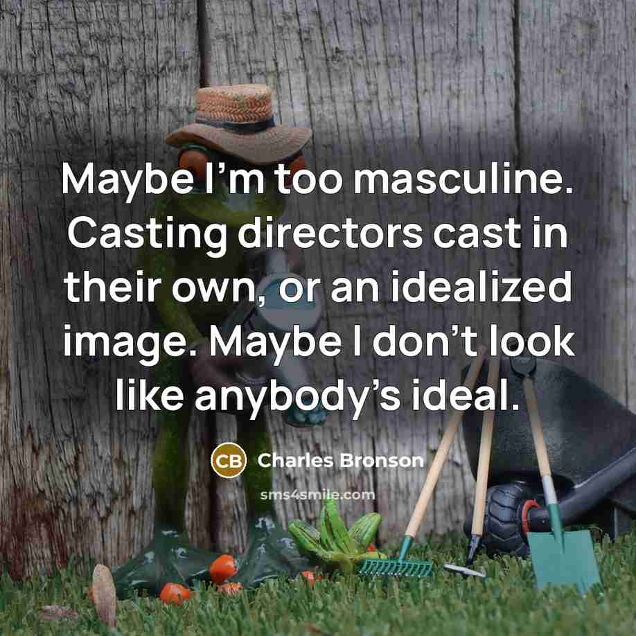 “Maybe I'm too masculine. Casting directors cast in their own, or an idealized image. Maybe I don't look like anybody's ideal.” quote by Charles Bronson