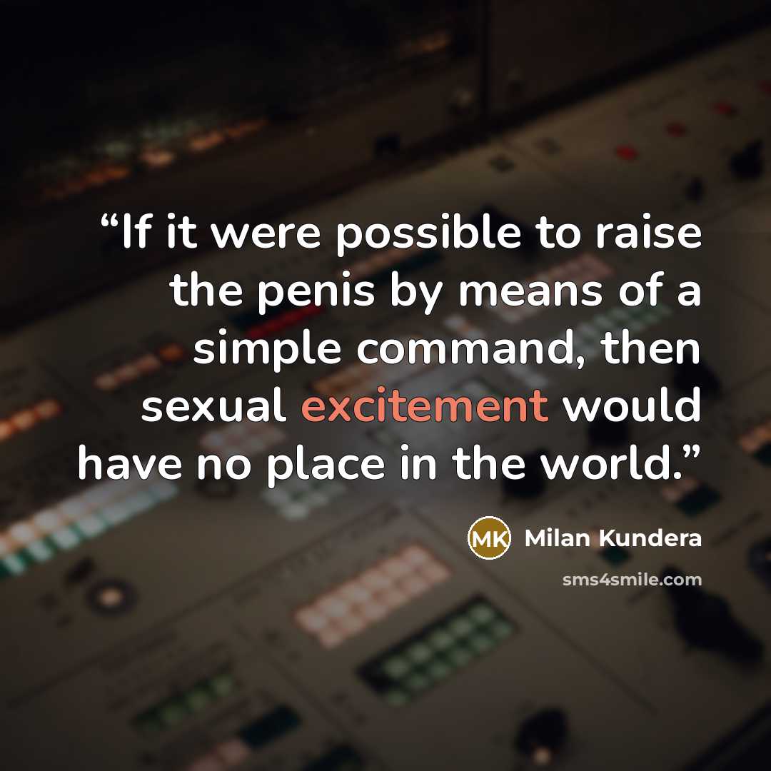 “If it were possible to raise the penis by means of a simple command, then sexual excitement would have no place in the world.” quote by Milan Kundera