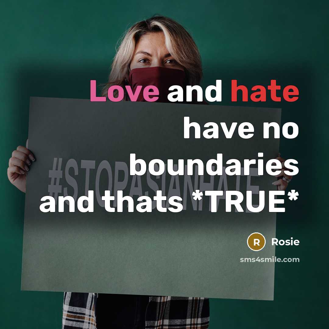“Love and hate have no boundaries and thats *TRUE*” quote by Rosie