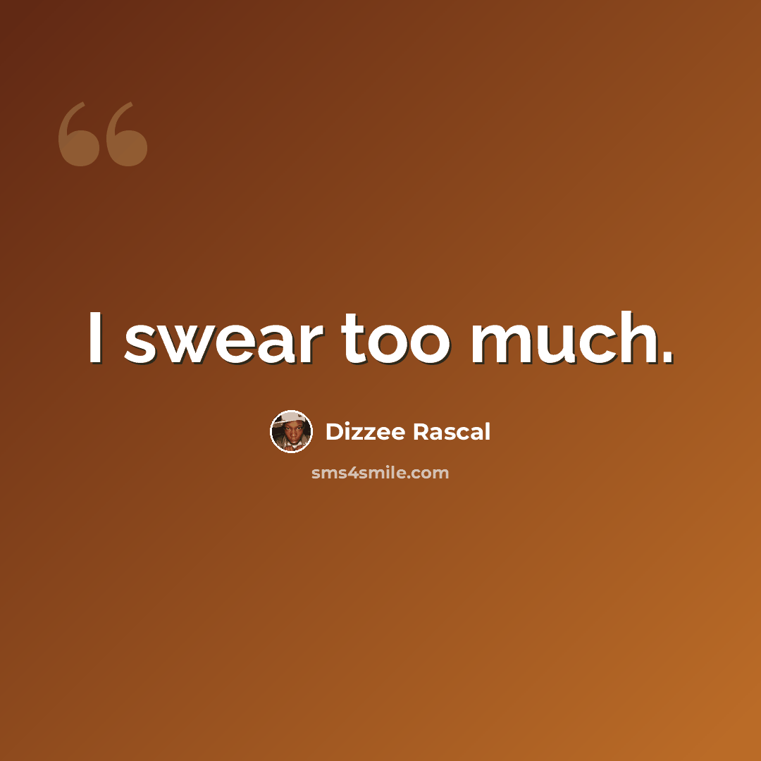 “I swear too much.” quote by Dizzee Rascal