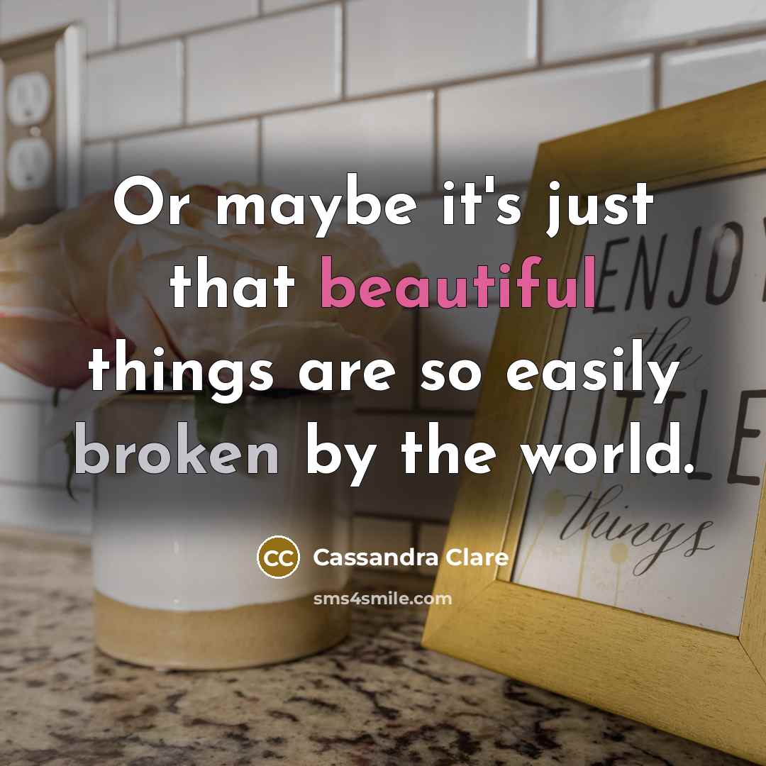 “Or maybe it's just that beautiful things are so easily broken by the world.” quote by Cassandra Clare