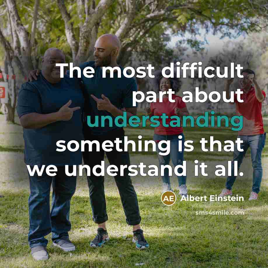 “The most difficult part about understanding something is that we understand it all.” quote by Albert Einstein