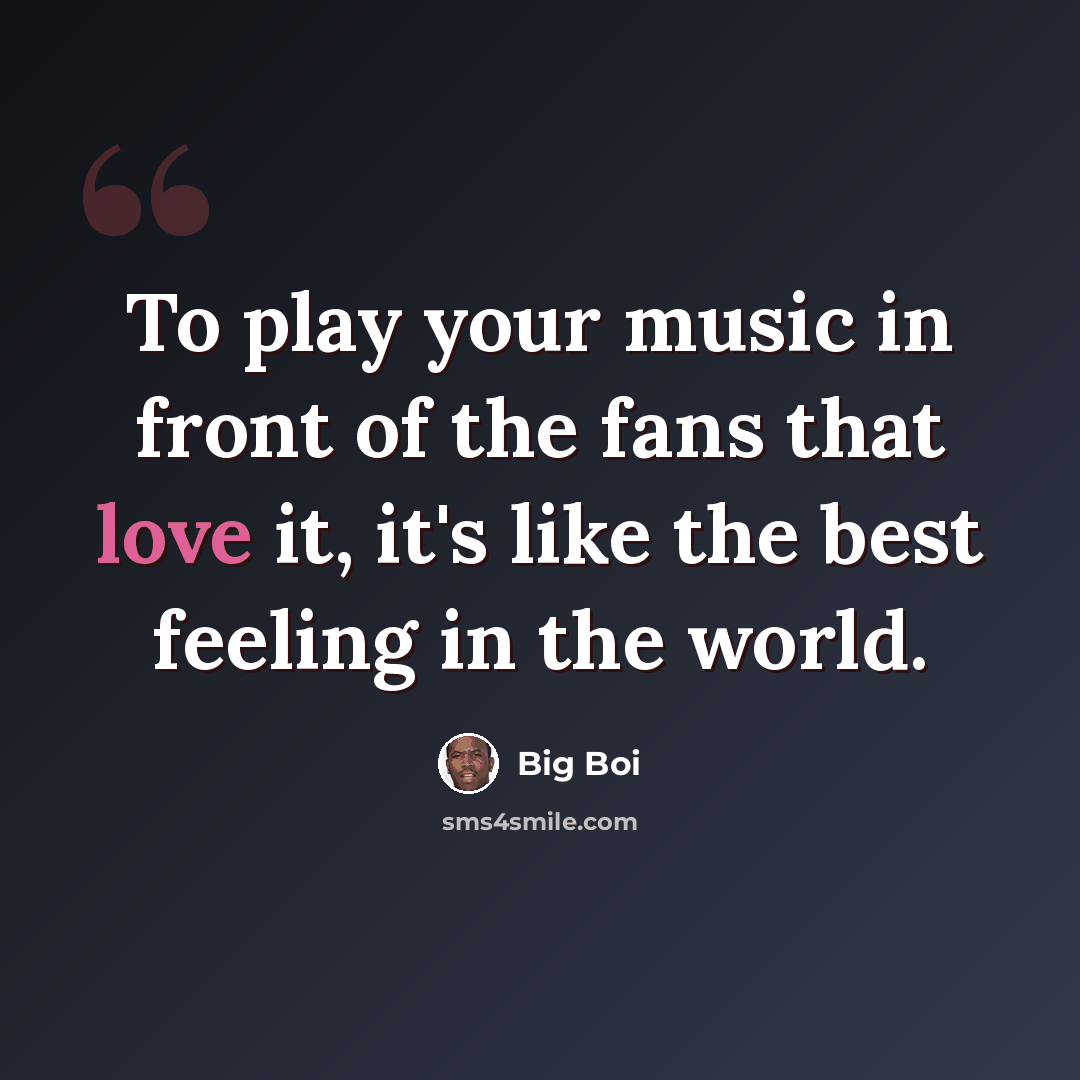 “To play your music in front of the fans that love it, it's like the best feeling in the world.” quote by Big Boi