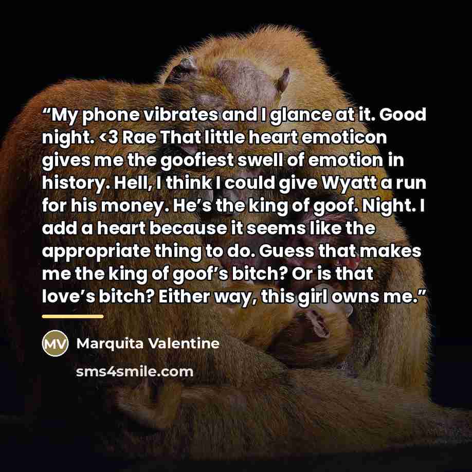 ““My phone vibrates and I glance at it. Good night.” quote by Marquita Valentine