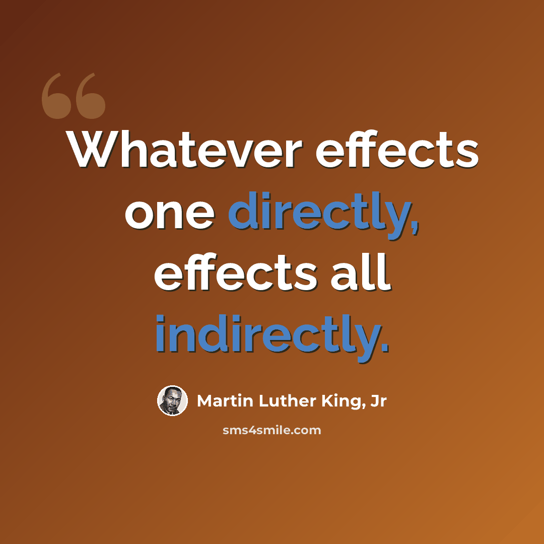 “Whatever effects one directly, effects all indirectly.” quote by Martin Luther King, Jr