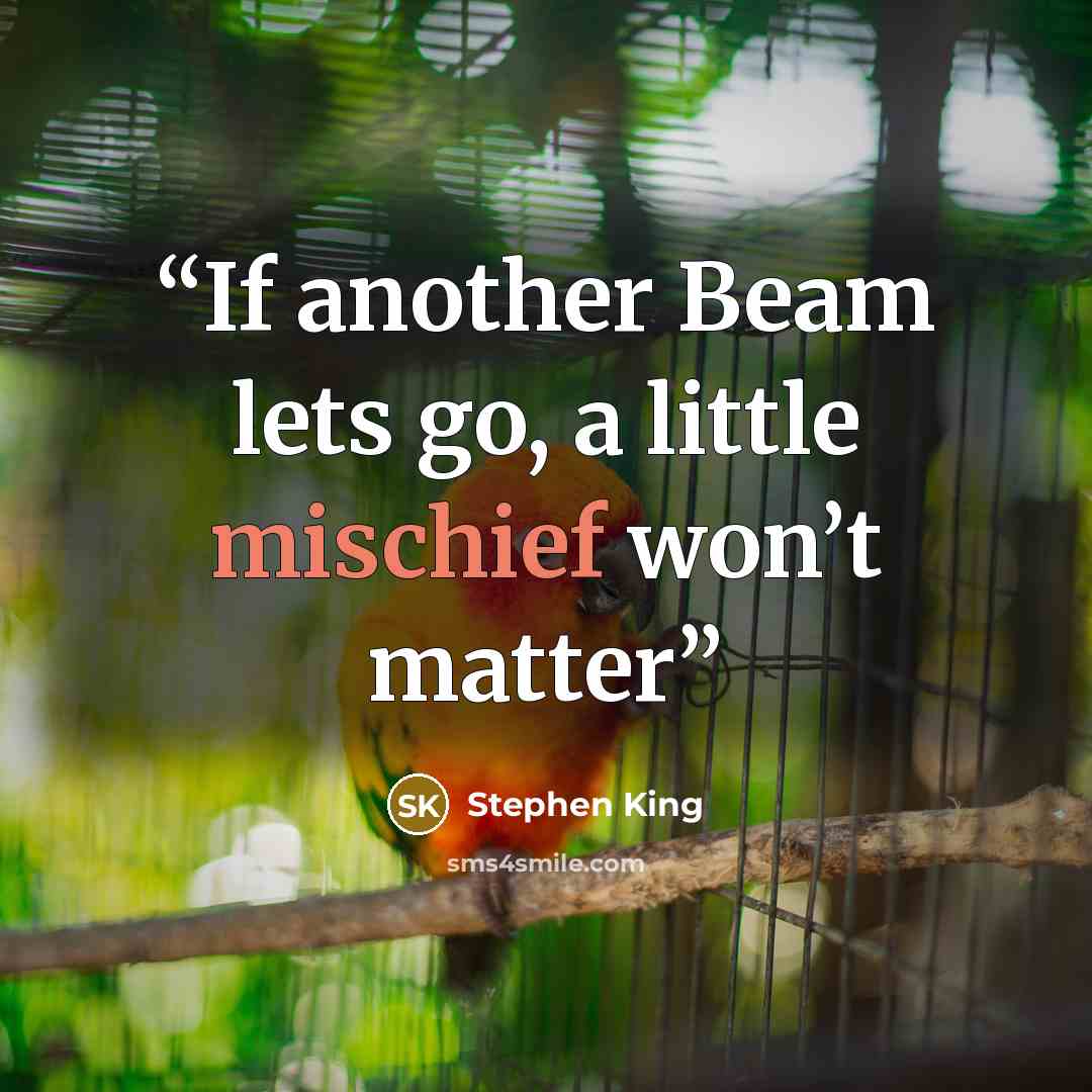 “If another Beam lets go, a little mischief won’t matter” quote by Stephen King