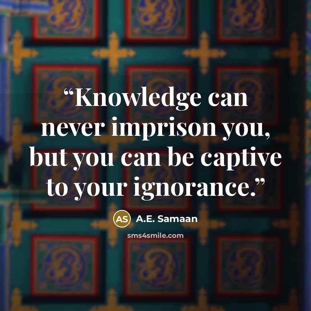 “Knowledge can never imprison you, but you can be captive to your ignorance.” quote by A.E. Samaan