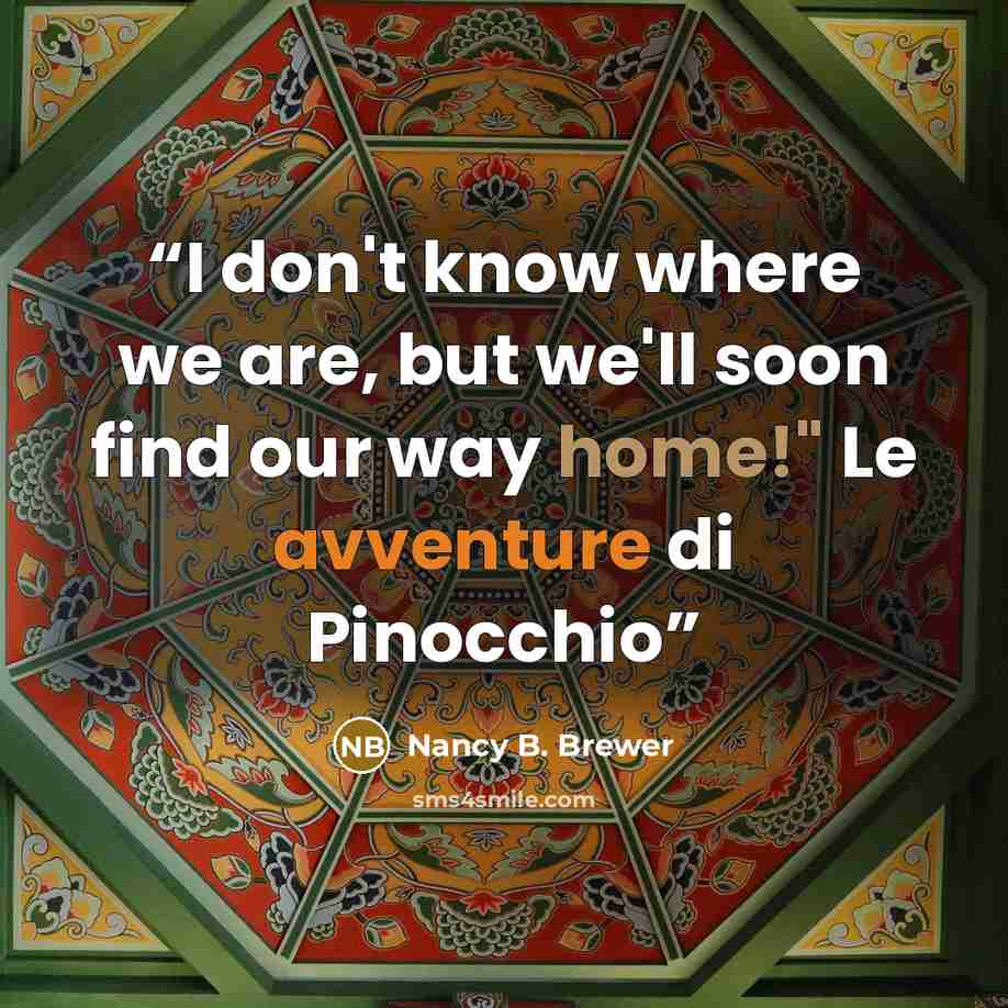 “I don't know where we are, but we'll soon find our way home!" Le avventure di Pinocchio” quote by Nancy B. Brewer