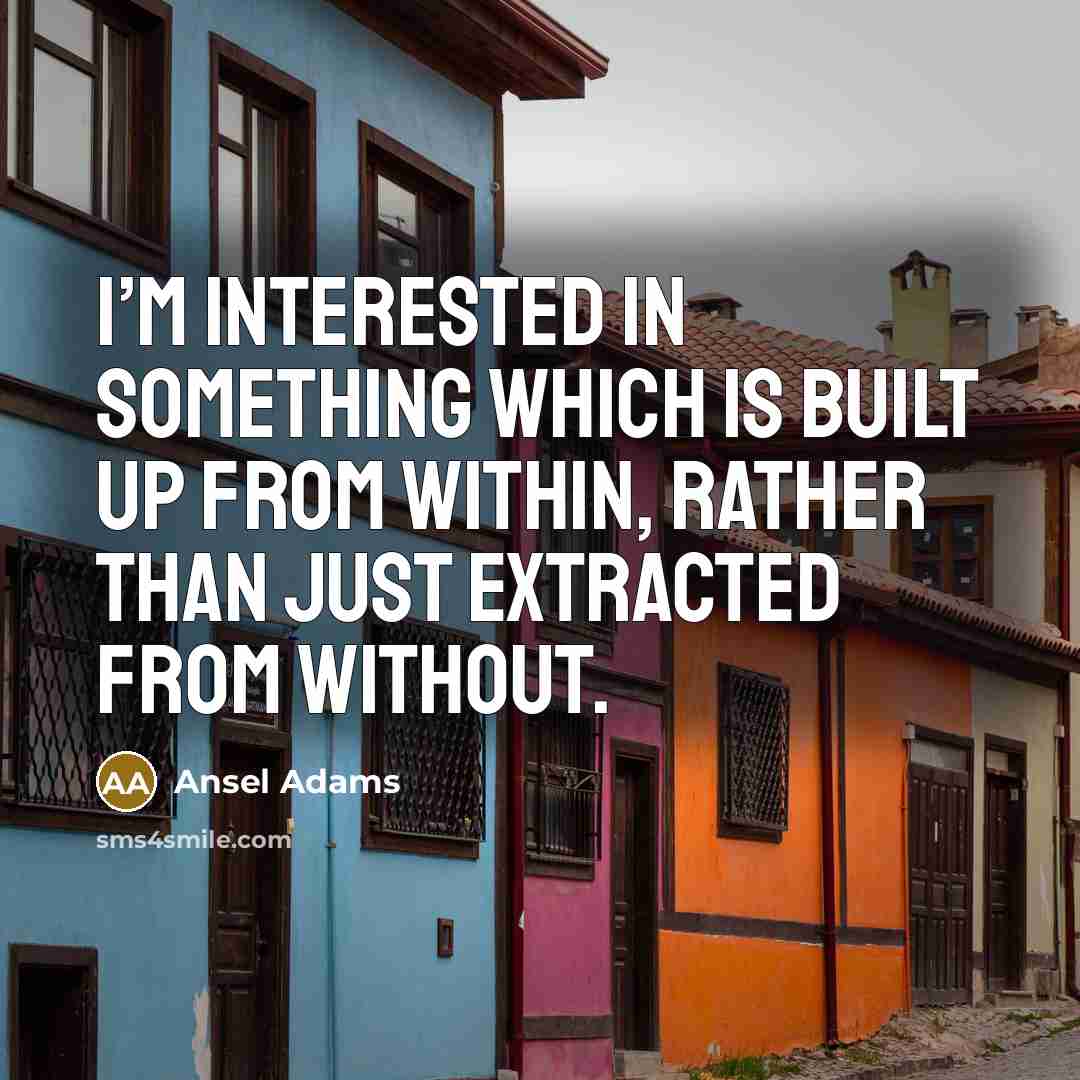 “I’m interested in something which is built up from within, rather than just extracted from without.” quote by Ansel Adams
