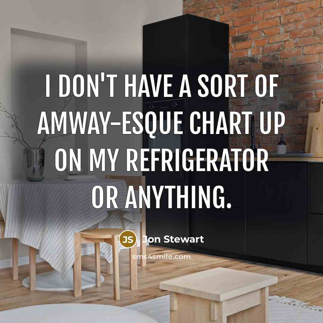 “I don't have a sort of Amway-esque chart up on my refrigerator or anything.” quote by Jon Stewart