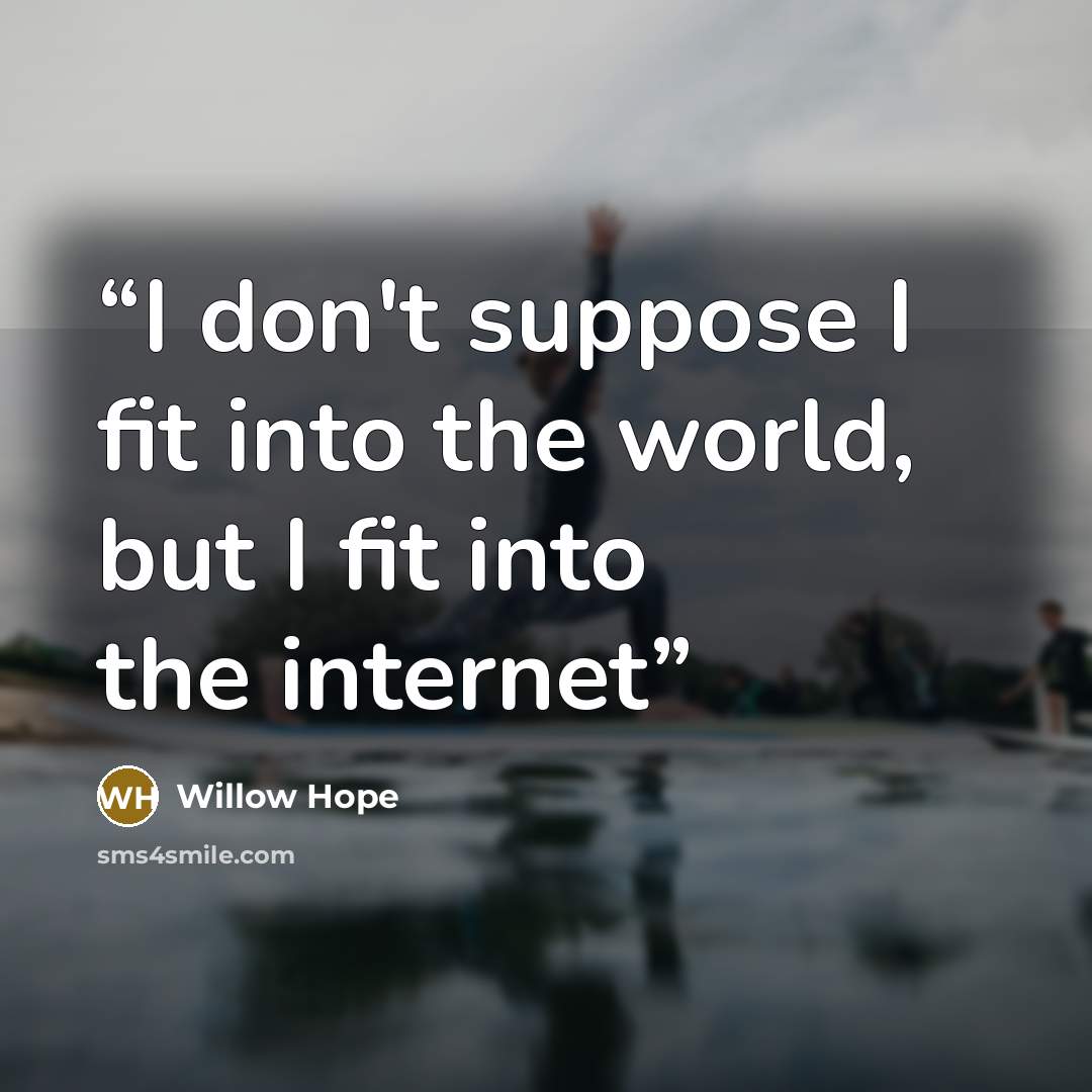 “I don't suppose I fit into the world, but I fit into the internet” quote by Willow Hope