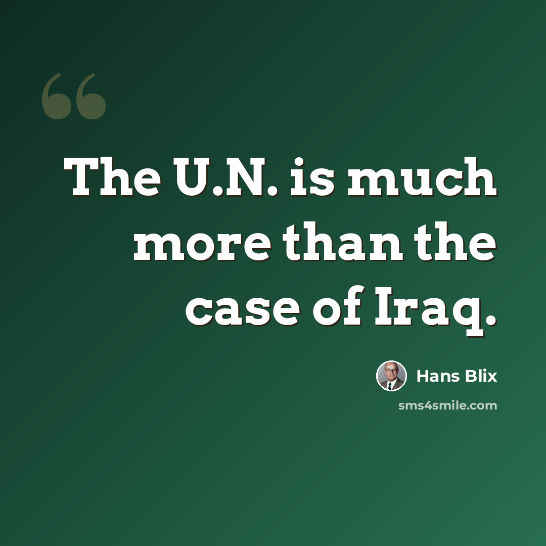 “The U.N. is much more than the case of Iraq.” quote by Hans Blix