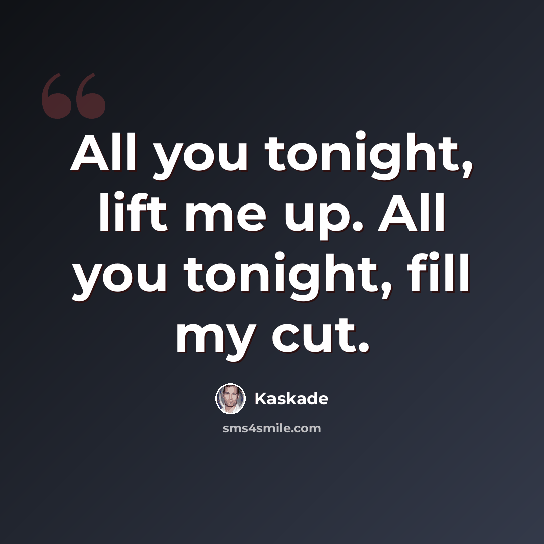 “All you tonight, lift me up. All you tonight, fill my cut.” quote by Kaskade