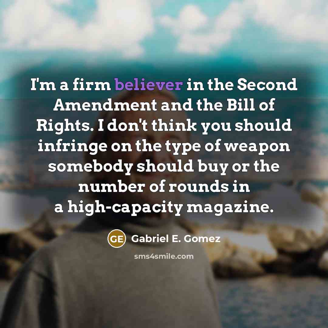 “I'm a firm believer in the Second Amendment and the Bill of Rights. I don't think you should infringe on the type of weapon somebody should buy or the number of rounds in a high-capacity magazine.” quote by Gabriel E. Gomez