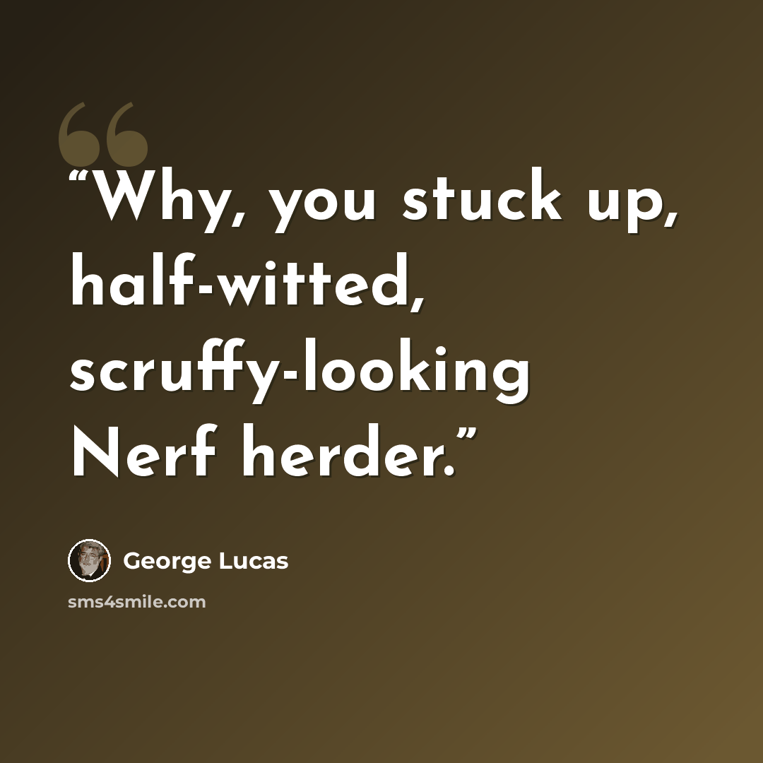 “Why, you stuck up, half-witted, scruffy-looking Nerf herder.” quote by George Lucas