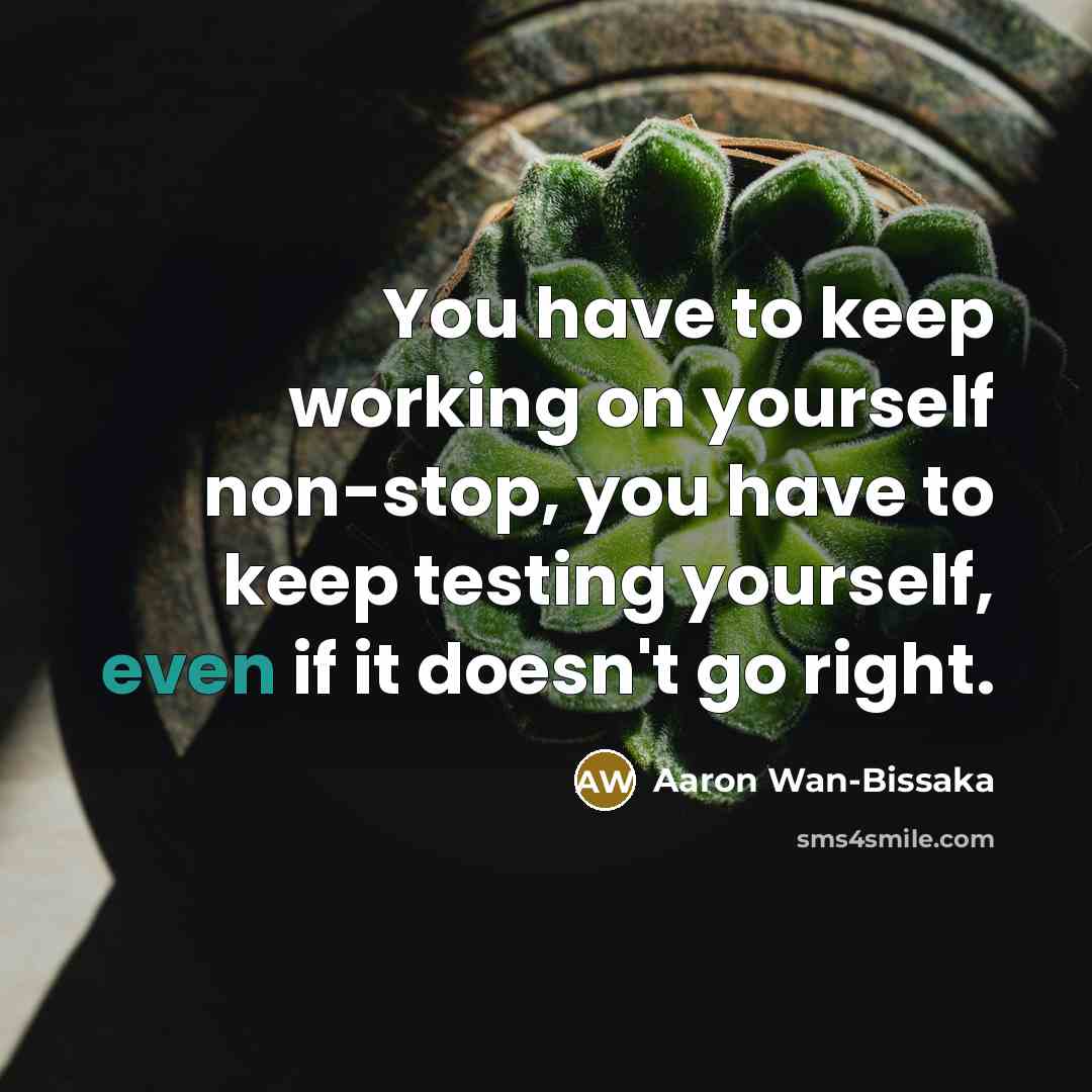 “You have to keep working on yourself non-stop, you have to keep testing yourself, even if it doesn't go right.” quote by Aaron Wan-Bissaka