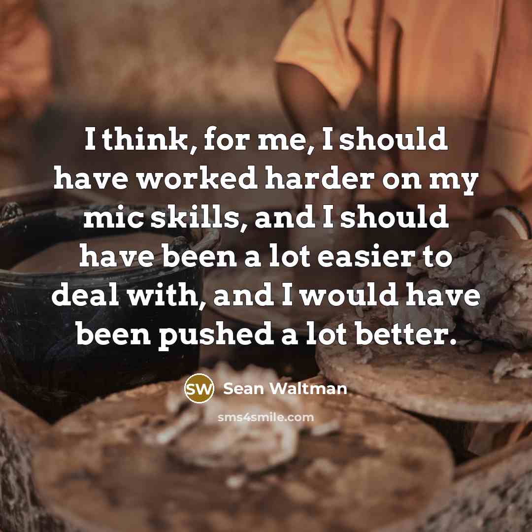 “I think, for me, I should have worked harder on my mic skills, and I should have been a lot easier to deal with, and I would have been pushed a lot better.” quote by Sean Waltman
