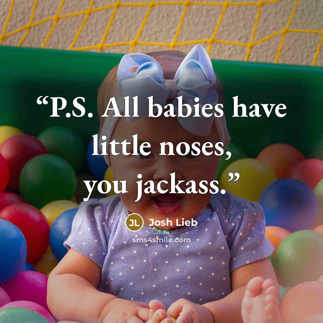 “P.S. All babies have little noses, you jackass.” quote by Josh Lieb