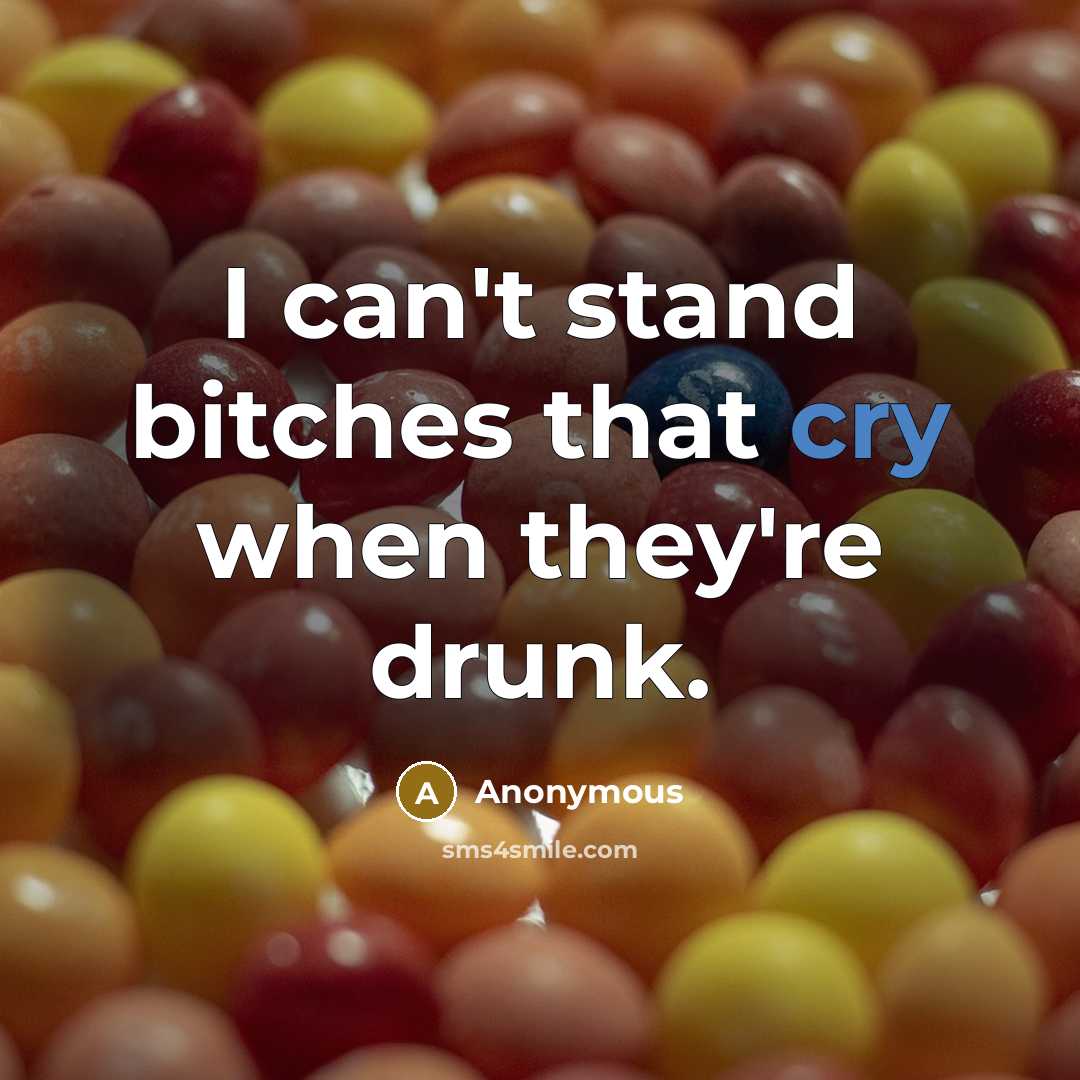 “I can't stand bitches that cry when they're drunk.” quote by Anonymous