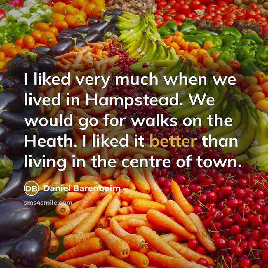 “I liked very much when we lived in Hampstead. We would go for walks on the Heath. I liked it better than living in the centre of town.” quote by Daniel Barenboim