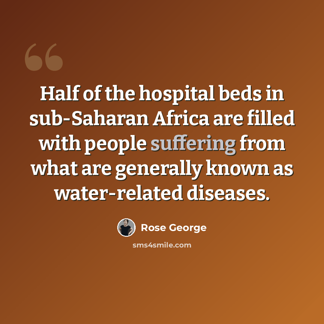 “Half of the hospital beds in sub-Saharan Africa are filled with people suffering from what are generally known as water-related diseases.” quote by Rose George