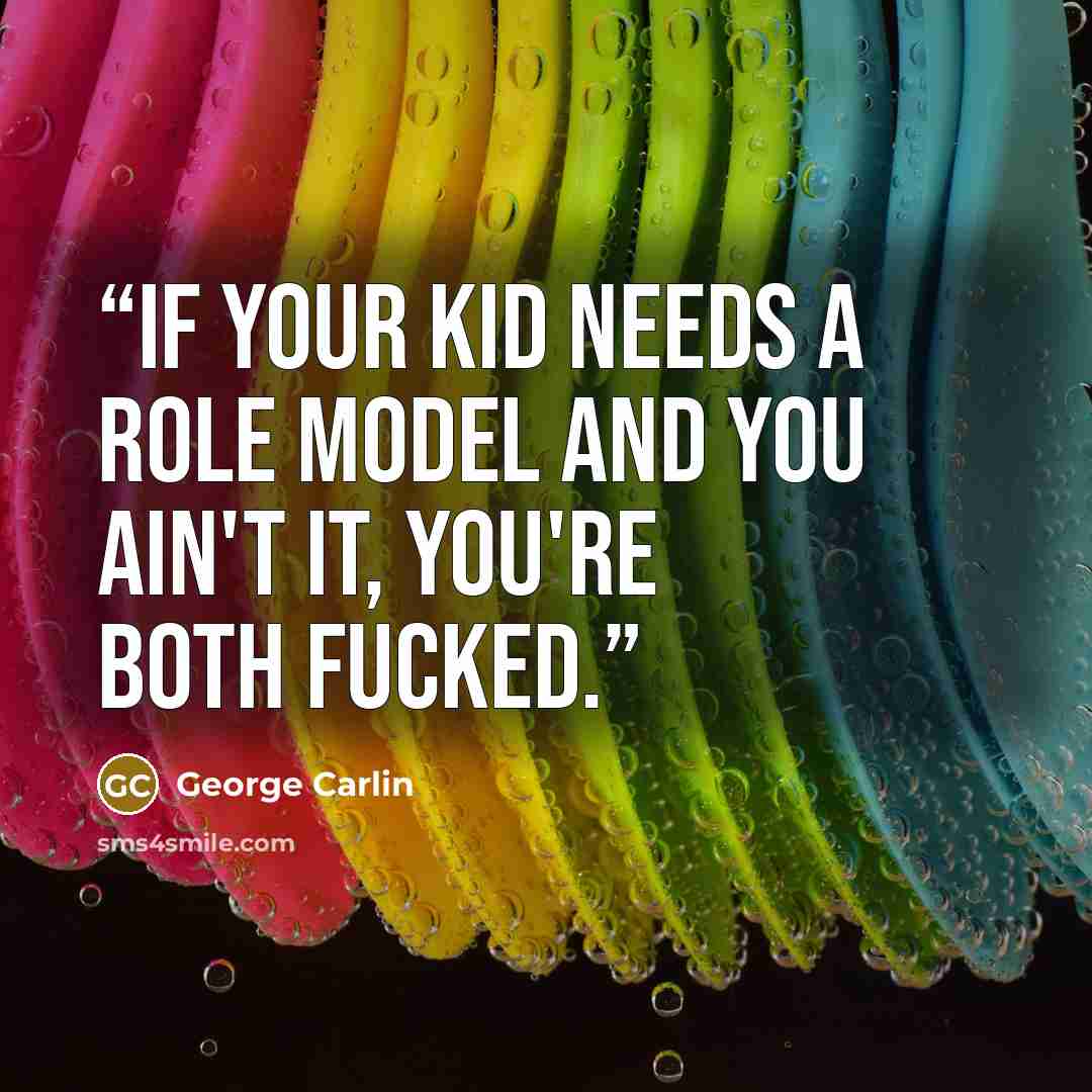 “If your kid needs a role model and you ain't it, you're both fucked.” quote by George Carlin