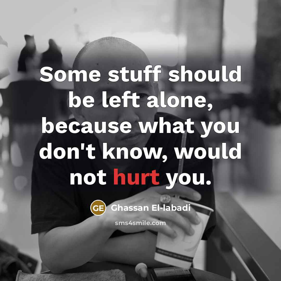 “Some stuff should be left alone, because what you don't know, would not hurt you.” quote by Ghassan El-labadi
