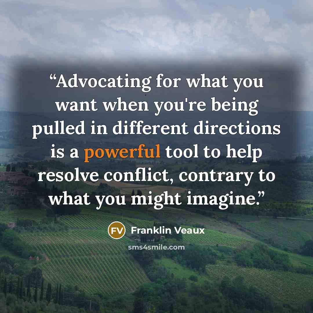 “Advocating for what you want when you're being pulled in different directions is a powerful tool to help resolve conflict, contrary to what you might imagine.” quote by Franklin Veaux