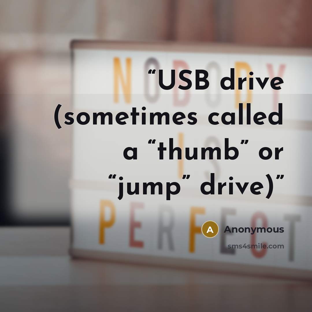 “USB drive (sometimes called a “thumb” or “jump” drive)” quote by Anonymous