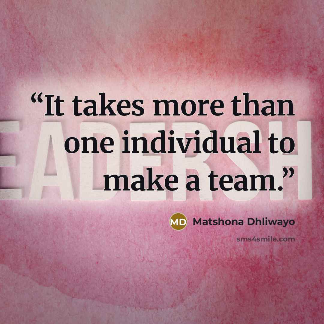 “It takes more than one individual to make a team.” quote by Matshona Dhliwayo