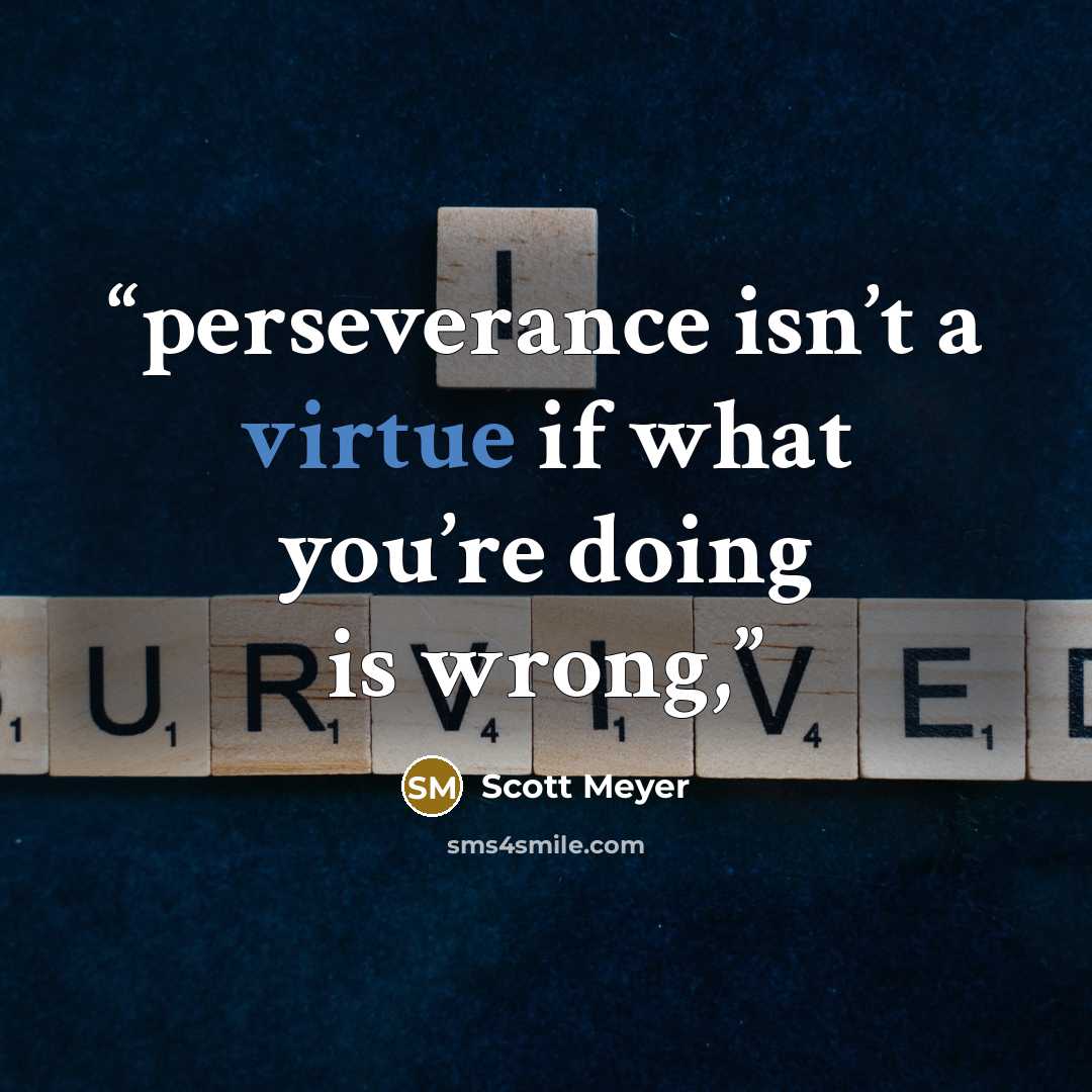 “perseverance isn’t a virtue if what you’re doing is wrong,” quote by Scott Meyer
