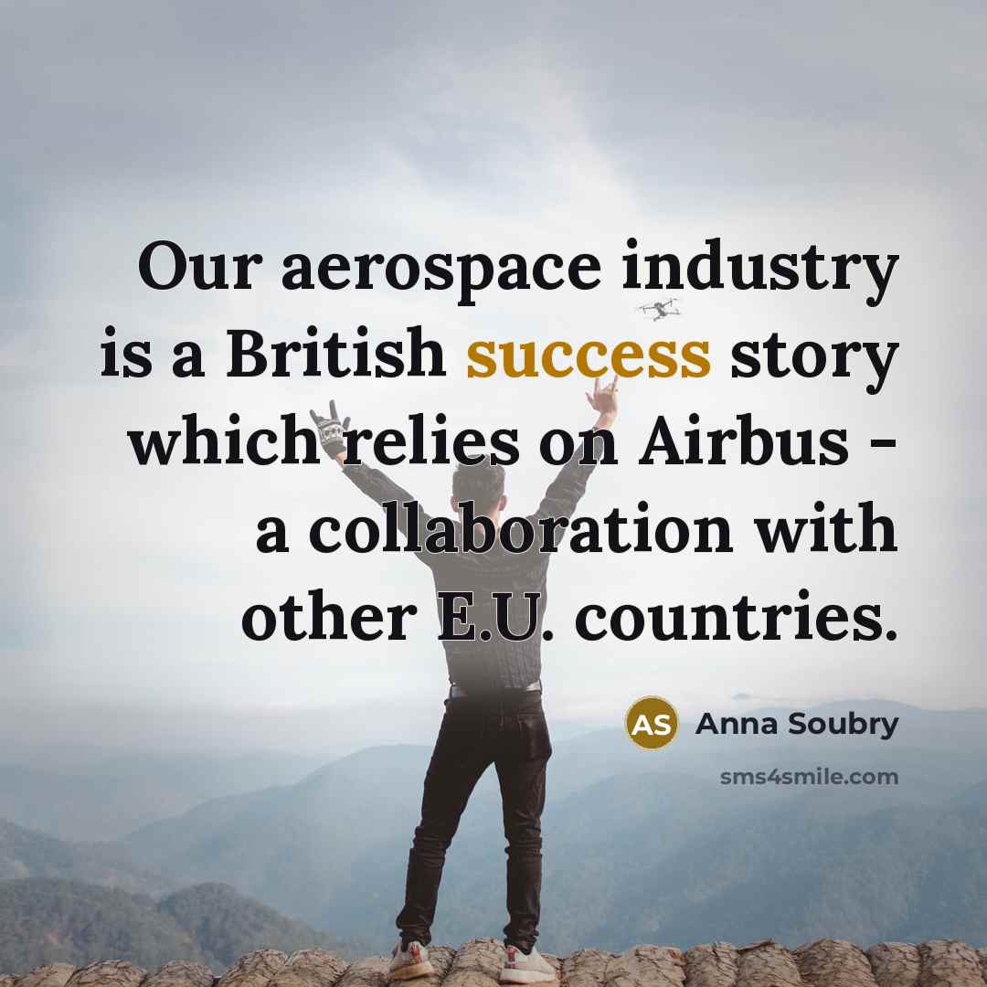 “Our aerospace industry is a British success story which relies on Airbus - a collaboration with other E.U. countries.” quote by Anna Soubry