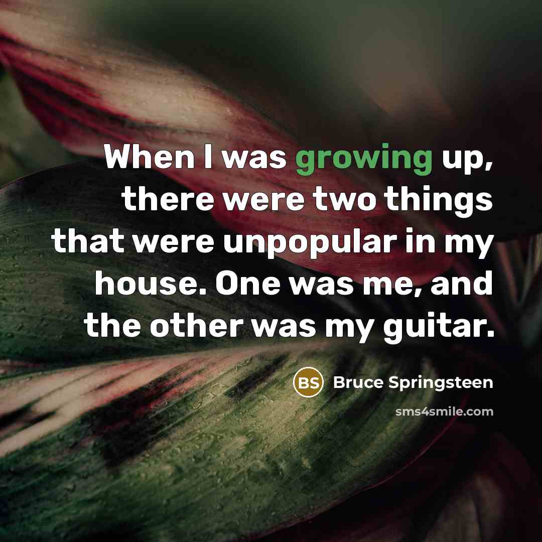 “When I was growing up, there were two things that were unpopular in my house. One was me, and the other was my guitar.” quote by Bruce Springsteen