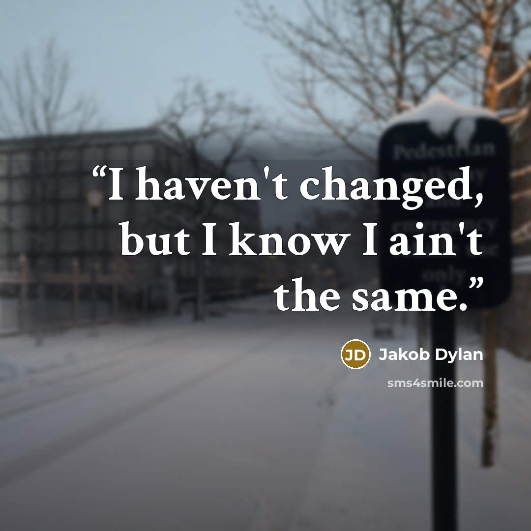 “I haven't changed, but I know I ain't the same.” quote by Jakob Dylan