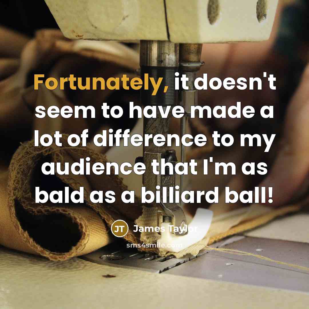 “Fortunately, it doesn't seem to have made a lot of difference to my audience that I'm as bald as a billiard ball!” quote by James Taylor