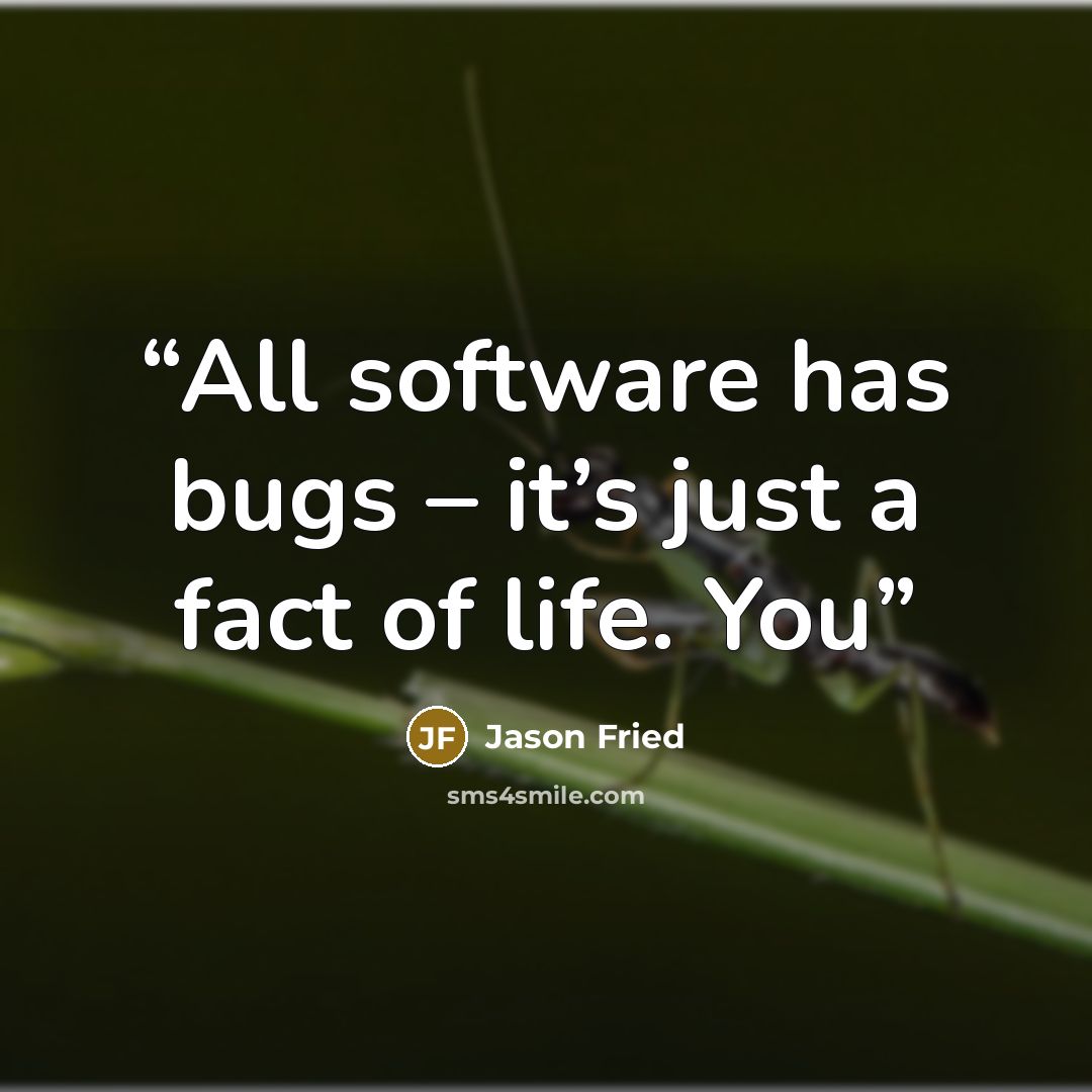 “All software has bugs – it’s just a fact of life. You” quote by Jason Fried