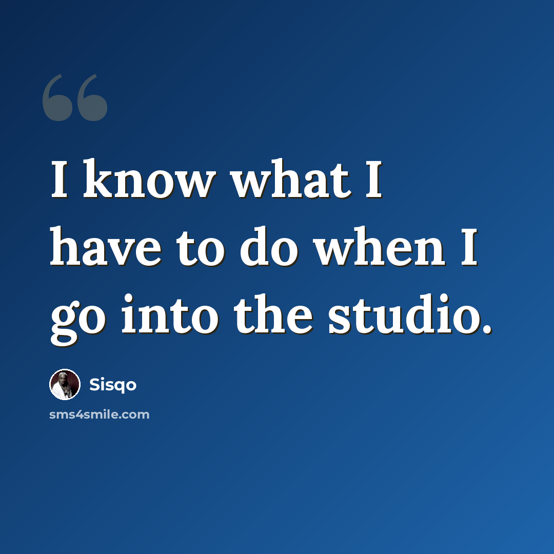 “I know what I have to do when I go into the studio.” quote by Sisqo