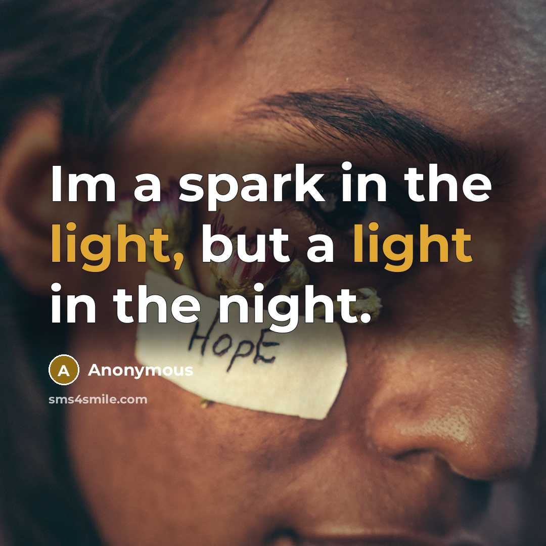 “Im a spark in the light, but a light in the night.” quote by Anonymous