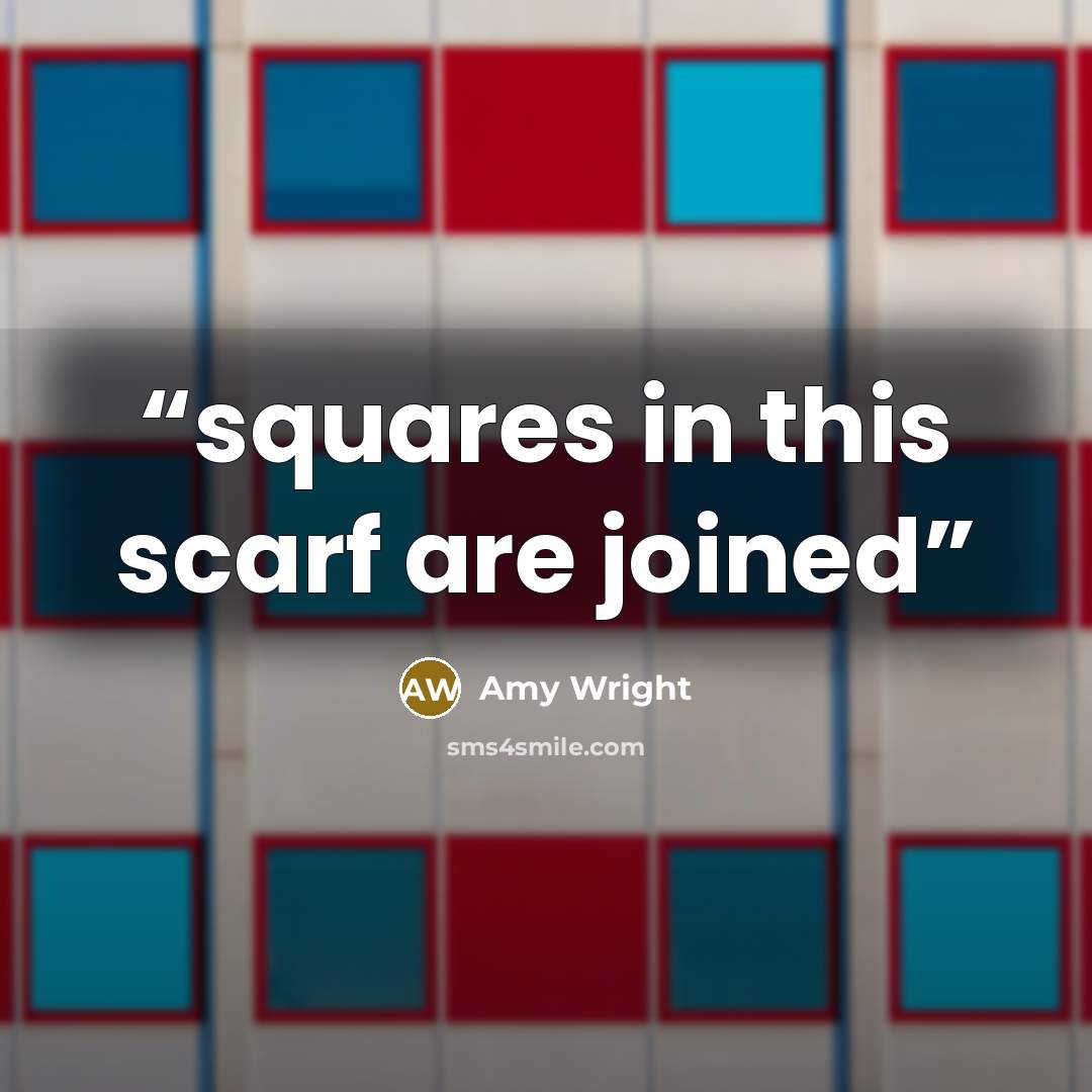 “squares in this scarf are joined” quote by Amy Wright