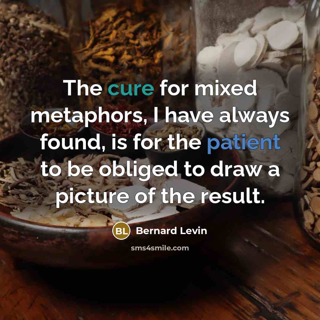 “The cure for mixed metaphors, I have always found, is for the patient to be obliged to draw a picture of the result.” quote by Bernard Levin