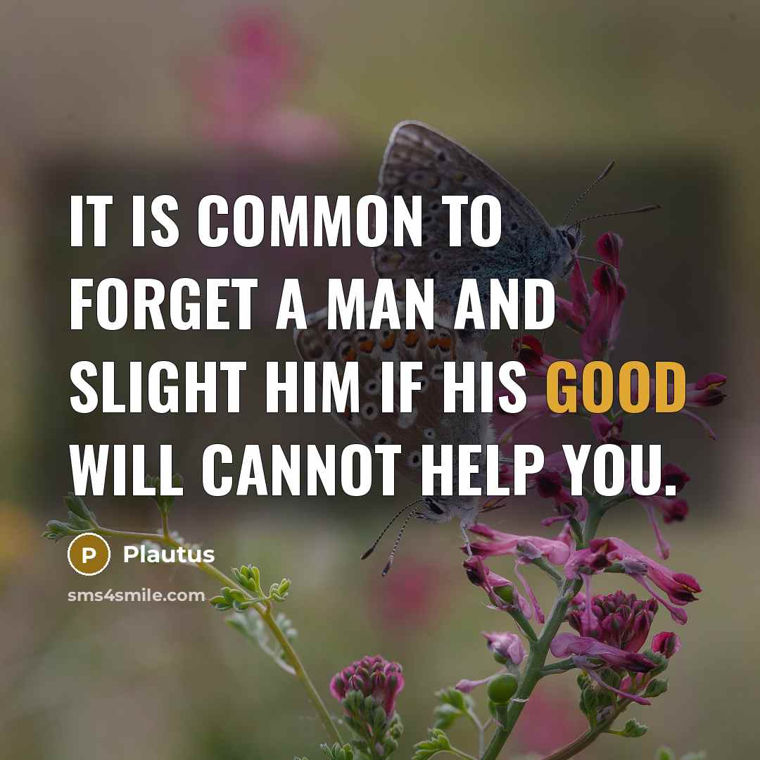“It is common to forget a man and slight him if his good will cannot help you.” quote by Plautus