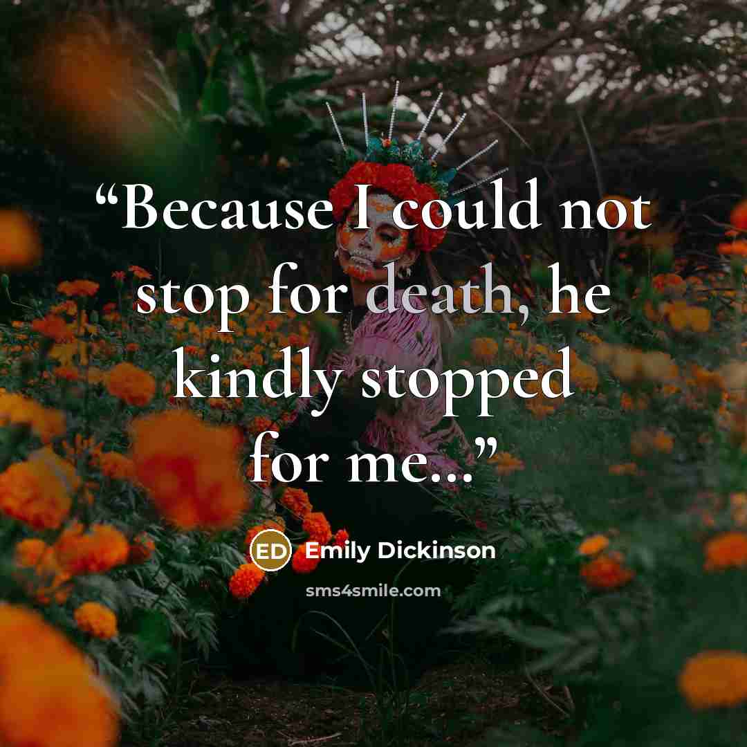 “Because I could not stop for death, he kindly stopped for me…” quote by Emily Dickinson
