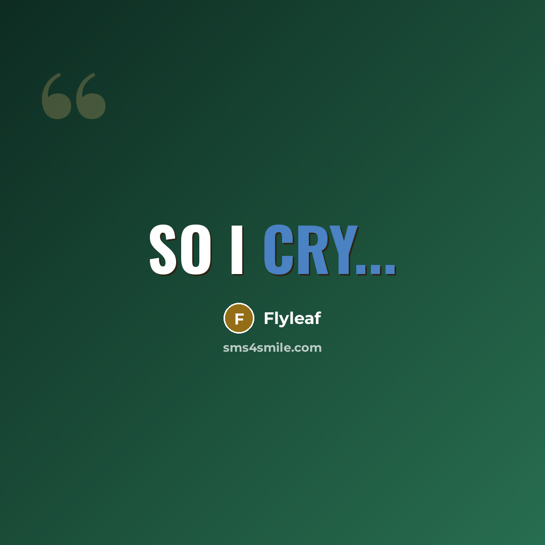 “So I cry...” quote by Flyleaf