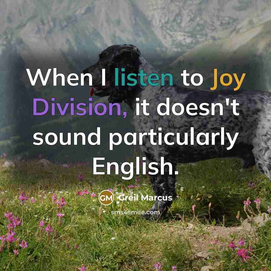 “When I listen to Joy Division, it doesn't sound particularly English.” quote by Greil Marcus