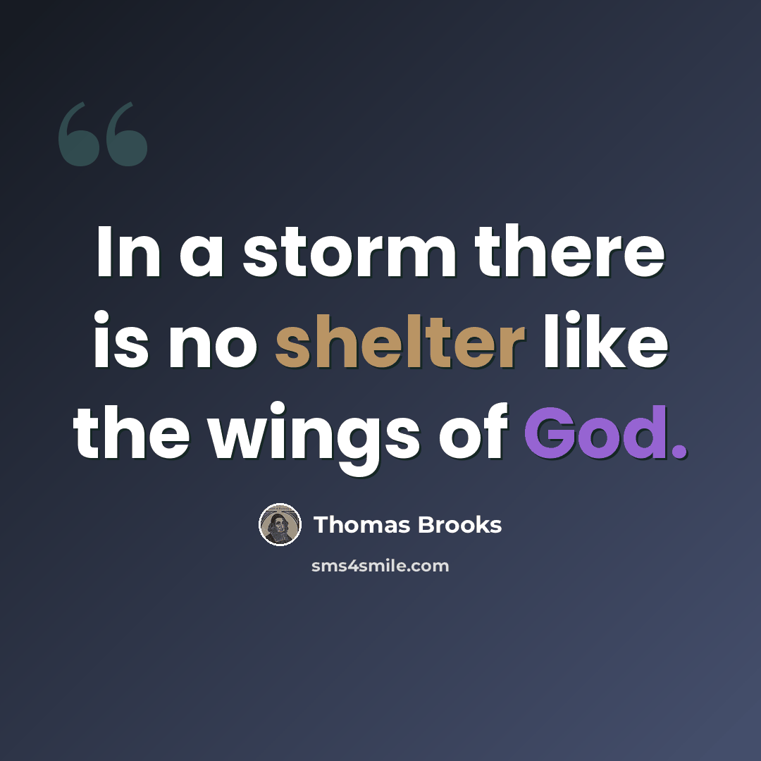 “In a storm there is no shelter like the wings of God.” quote by Thomas Brooks